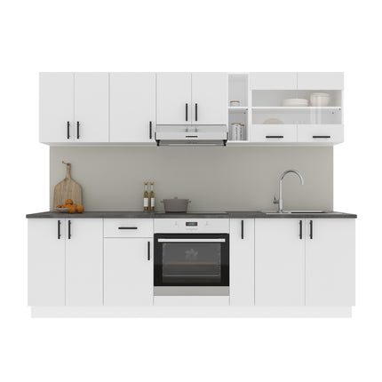 Set Bucatarie Karo V19, Alb, Blat Thermo 28 mm, L 260 cm