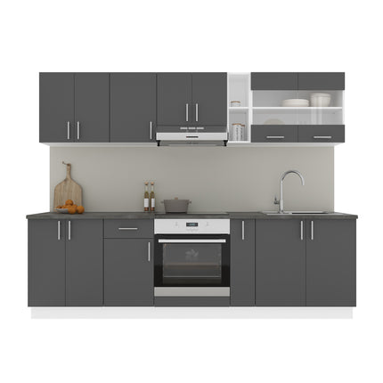 Set Bucatarie Karo V19, Antracit/Alb, Blat Thermo 28 mm, L 260 cm