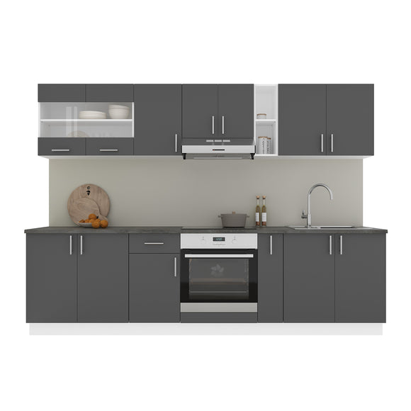 Set Bucatarie Karo V21, Antracit/Alb, Blat Thermo 28 mm, L 280 cm