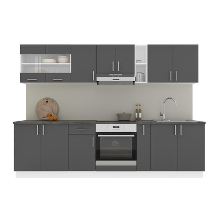 Set Bucatarie Karo V21, Antracit/Alb, Blat Thermo 28 mm, L 280 cm