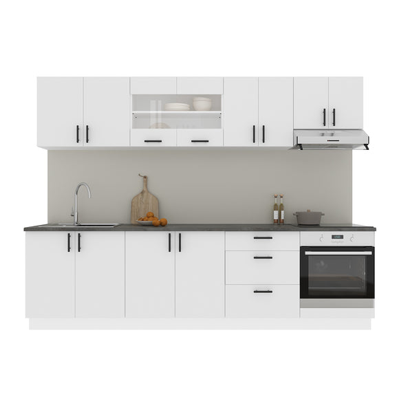 Set Bucatarie Karo V22, Alb, Blat Thermo 28 mm, L 280 cm