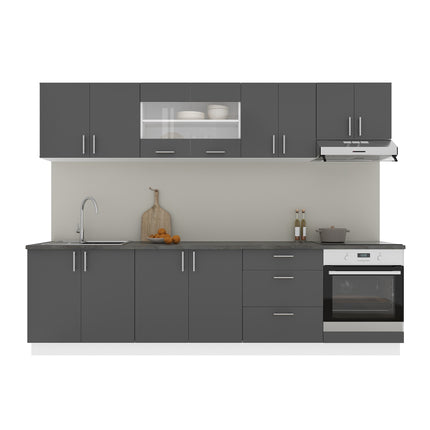 Set Bucatarie Karo V22, Antracit/Alb, Blat Thermo 28 mm, L 280 cm