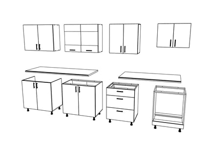 Set Bucatarie Karo V22, Stejar Bronz/Alb, Blat Thermo 28 mm, L 280 cm