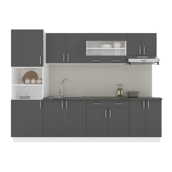 Set Bucatarie Karo V23, Antracit/Alb, Blat Thermo 28 mm, L 280 cm