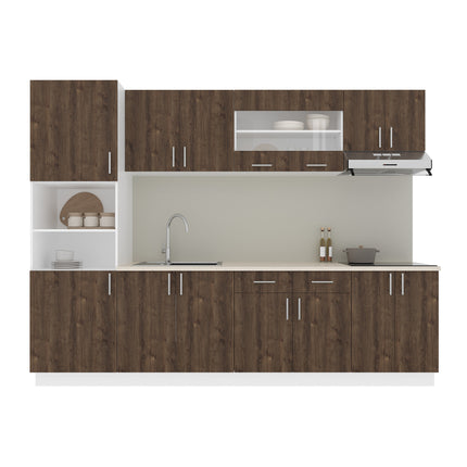 Set Bucatarie Karo V23, Stejar Bronz/Alb, Blat Thermo 28 mm, L 280 cm