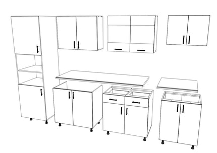 Set Bucatarie Karo V23, Stejar Bronz/Alb, Blat Thermo 28 mm, L 280 cm