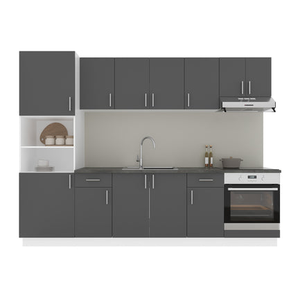 Set Bucatarie Karo V24, Antracit/Alb, Blat Thermo 28 mm, L 280 cm