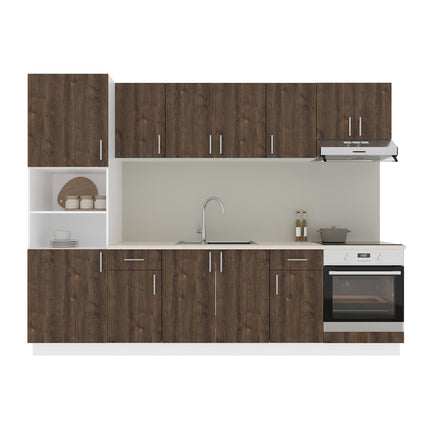 Set Bucatarie Karo V24, Stejar Bronz/Alb, Blat Thermo 28 mm, L 280 cm