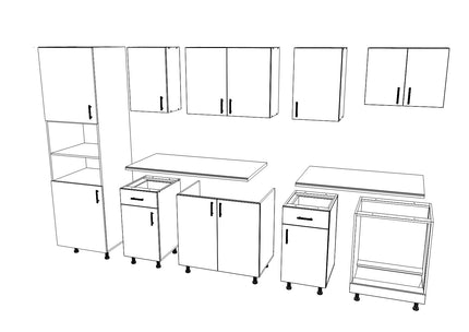 Set Bucatarie Karo V24, Lemn Natural/Alb, Blat Thermo 28 mm, L 280 cm