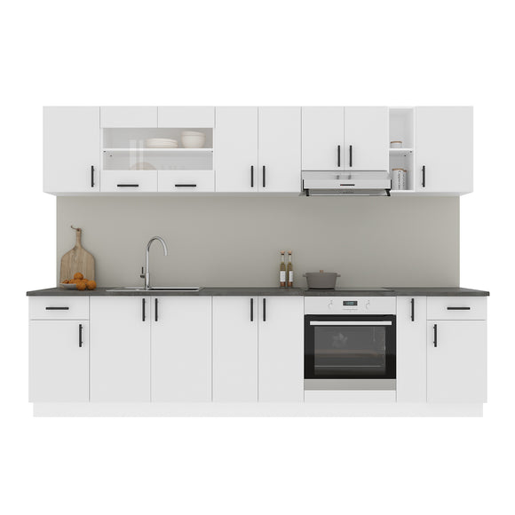 Set Bucatarie Karo V25, Alb, Blat Thermo 28 mm, L 300 cm