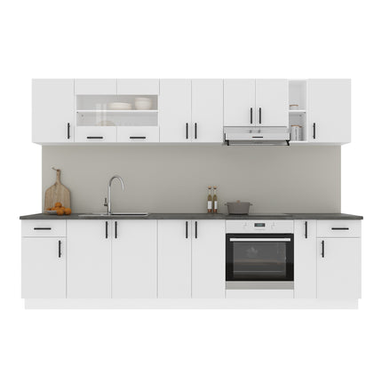 Set Bucatarie Karo V25, Alb, Blat Thermo 28 mm, L 300 cm