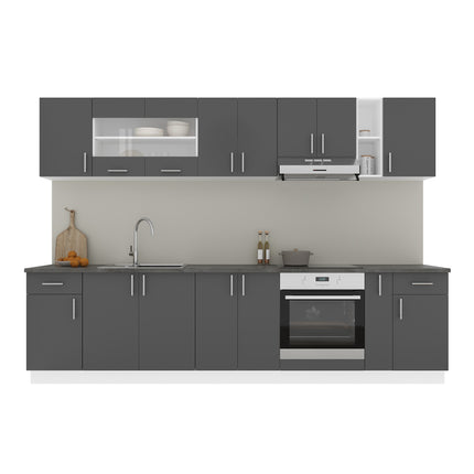 Set Bucatarie Karo V25, Antracit/Alb, Blat Thermo 28 mm, L 300 cm