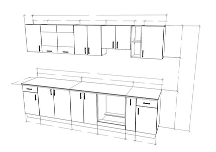 Set Bucatarie Karo V25, Alb, Blat Thermo 28 mm, L 300 cm
