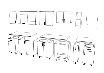 Set Bucatarie Karo V25, Alb, Blat Thermo 28 mm, L 300 cm