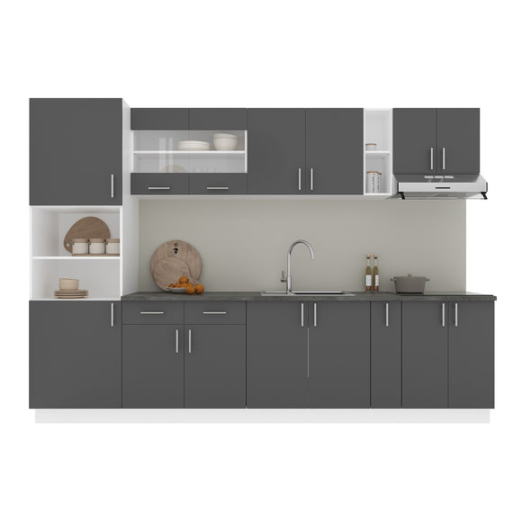 Set Bucatarie Karo V26, Antracit/Alb, Blat Thermo 28 mm, L 300 cm