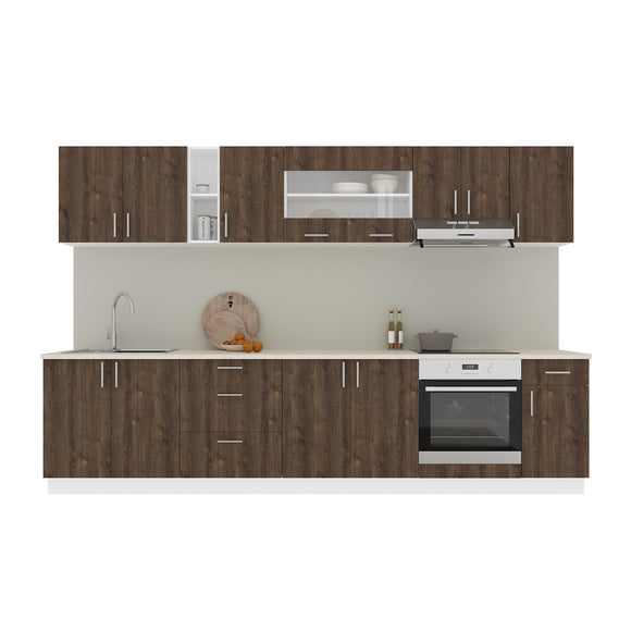 Set Bucatarie Karo V28, Stejar Bronz/Alb, Blat Thermo 28 mm, L 320 cm