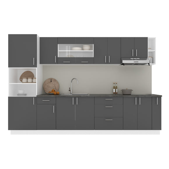 Set Bucatarie Karo V29, Antracit/Alb, Blat Thermo 28 mm, L 320 cm