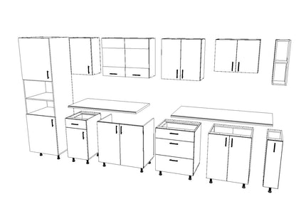 Set Bucatarie Karo V29, Antracit/Alb, Blat Thermo 28 mm, L 320 cm