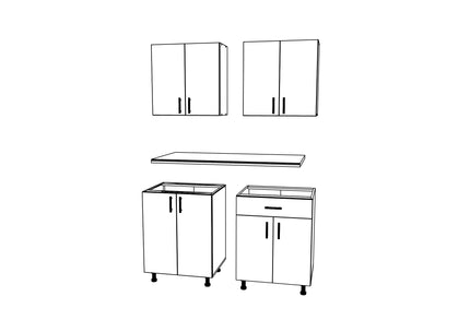 Set Bucatarie Karo V2, Lemn Natural/Alb, Blat Thermo 28 mm, L 120 cm