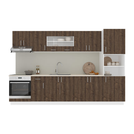 Set Bucatarie Karo V30, Stejar Bronz/Alb, Blat Thermo 28 mm, L 320 cm