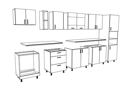 Set Bucatarie Karo V31, Alb, Blat Thermo 28 mm, L 340 cm