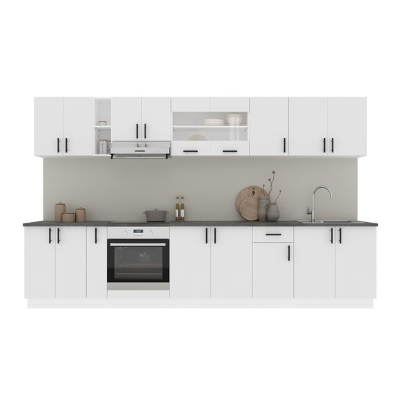 Set Bucatarie Karo V32, Alb, Blat Thermo 28 mm, L 340 cm