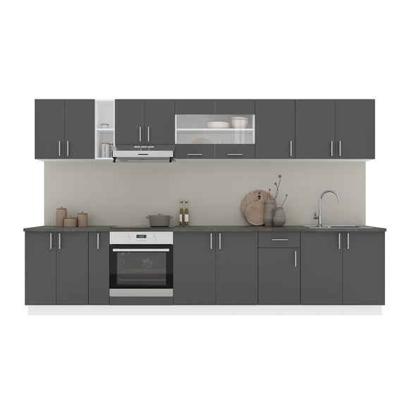 Set Bucatarie Karo V32, Antracit/Alb, Blat Thermo 28 mm, L 340 cm