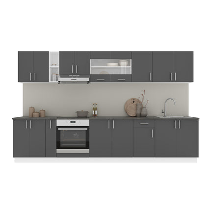 Set Bucatarie Karo V32, Antracit/Alb, Blat Thermo 28 mm, L 340 cm