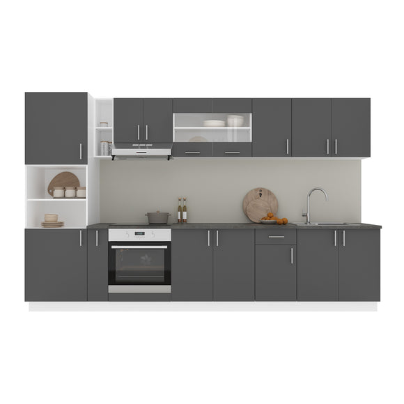 Set Bucatarie Karo V33, Antracit/Alb, Blat Thermo 28 mm, L 340 cm