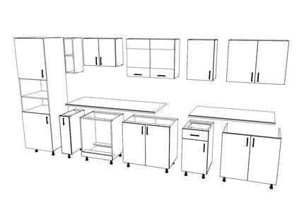 Set Bucatarie Karo V33, Antracit/Alb, Blat Thermo 28 mm, L 340 cm