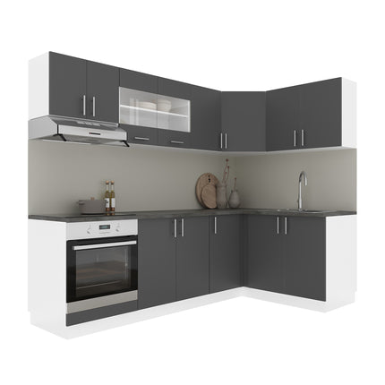 Set Bucatarie Colt Karo V34, Antracit/Alb, Blat Thermo 28 mm, L 240 x 140 cm