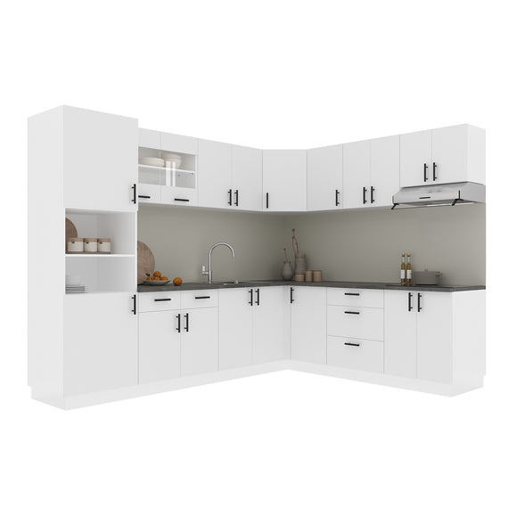 Set Bucatarie Colt Karo V36, Alb, Blat Thermo 28 mm, L 280 x 220 cm