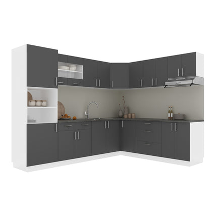 Set Bucatarie Colt Karo V36, Antracit/Alb, Blat Thermo 28 mm, L 280 x 220 cm