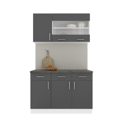 Set Bucatarie Karo V3, Antracit/Alb, Blat Thermo 28 mm, L 120 cm