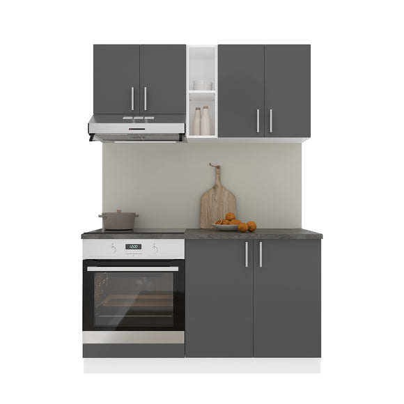 Set Bucatarie Karo V4, Antracit/Alb, Blat Thermo 28 mm, L 140 cm