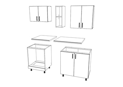 Set Bucatarie Karo V4, Stejar Bronz/Alb, Blat Thermo 28 mm, L 140 cm