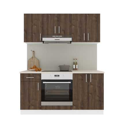 Set Bucatarie Karo V6, Stejar Bronz/Alb, Blat Thermo 28 mm, L 160 cm