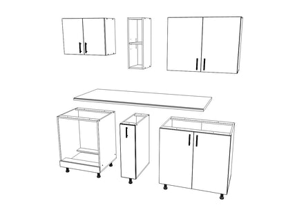 Set Bucatarie Karo V7, Lemn Natural/Alb, Blat Thermo 28 mm, L 160 cm