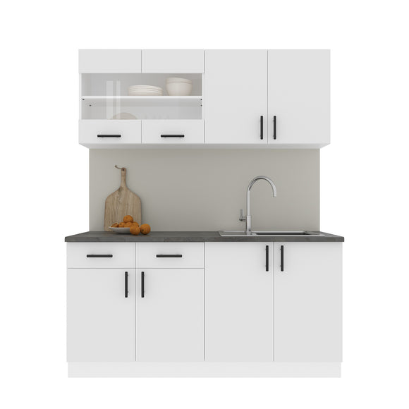 Set Bucatarie Karo V8, Alb, Blat Thermo 28 mm, L 160 cm