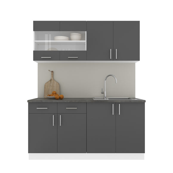 Set Bucatarie Karo V8, Antracit/Alb, Blat Thermo 28 mm, L 160 cm