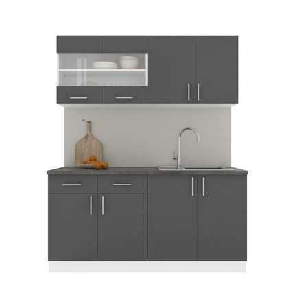 Set Bucatarie Karo V8, Antracit/Alb, Blat Thermo 28 mm, L 160 cm