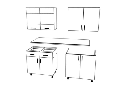 Set Bucatarie Karo V8, Alb, Blat Thermo 28 mm, L 160 cm