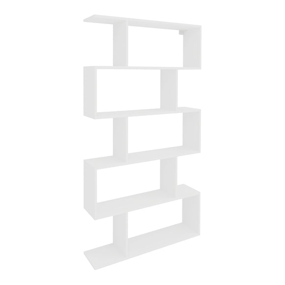 Biblioteca Kimo, 5 Casete, Alb, 90 x 20 x 160 cm