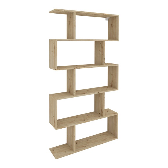 Biblioteca Kimo, 5 Casete, Stejar Artisan, 90 x 20 x 160 cm