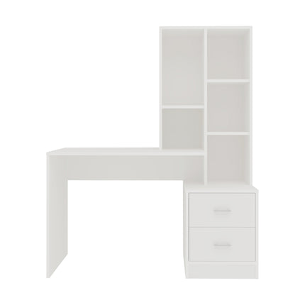 Birou Kobe, 2 Sertare, 3 Rafturi, Alb, 117 x 50 x 143 cm