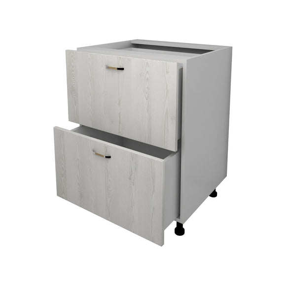 Corp Baza Lecce, 2 Sertare, Pin Alb/Alb, 60 x 50 x 80 cm