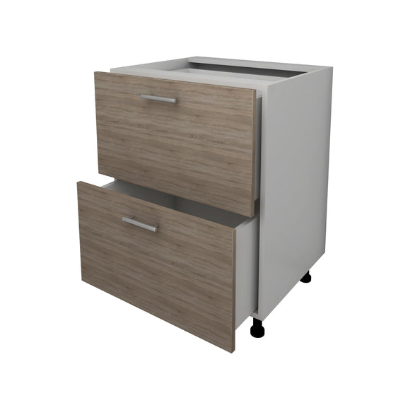 Corp Baza Lecce, 2 Sertare, Stejar Sonoma Inchis/Alb, 60 x 50 x 80 cm