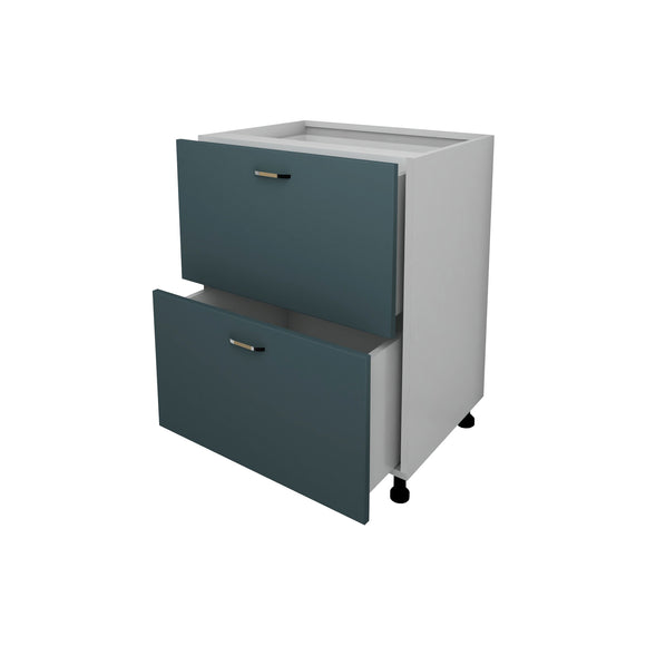 Corp Baza Lecce, 2 Sertare, Verde Petrol/Alb, 60 x 50 x 80 cm