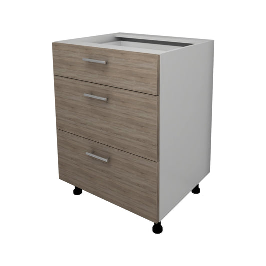 Corp Baza Lecce, 3 Sertare, Stejar Sonoma Inchis/Alb, 60 x 50 x 80 cm