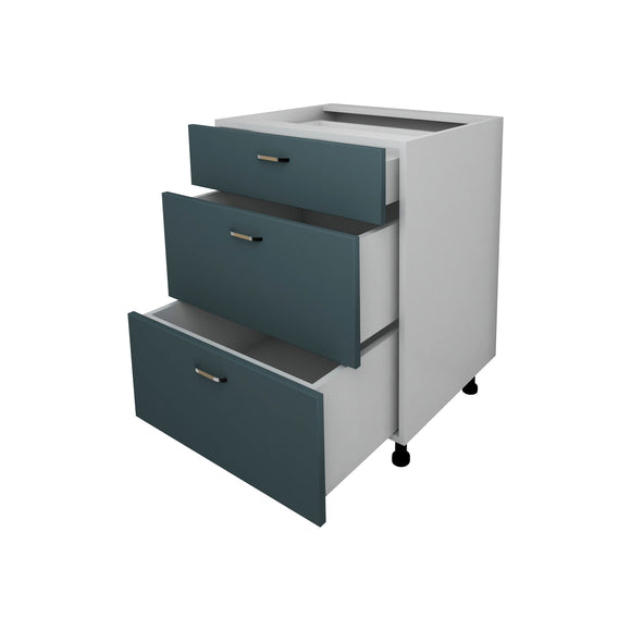 Corp Baza Lecce, 3 Sertare, Verde Petrol/Alb, 60 x 50 x 80 cm